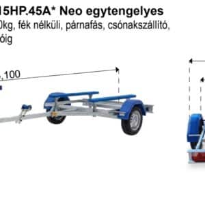 ALFA Marine 15115HP.45*Neo egytengelyes, 5,1x1,49m, 450kg, fék nélküli, párnafás, csónakszállító max. 4,5m hajóig