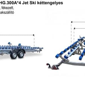 ALFA-T Marine 46025HG.300A*4 Jet Ski, 8,00 x 2,50m, LED2, kéttengelyes, 2,5x8,0m, 3000kg, fékezett, görgős, csónakszállító