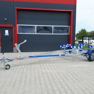 ALFA-B Marine 26325HG.150A* Egytengelyes, 6,34(7,34)x2,45m, 1500kg, fékezett, görgős, csónakszállító, hajószállító, max. 6,3m hajóig