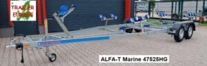 ALFA-T Marine 47525HG.200A* Kéttengelyes, 7,52(8,52)x2,45m, 2000kg, fékezett, görgős, csónakszállító, hajószállító, max. 7,5m hajóig