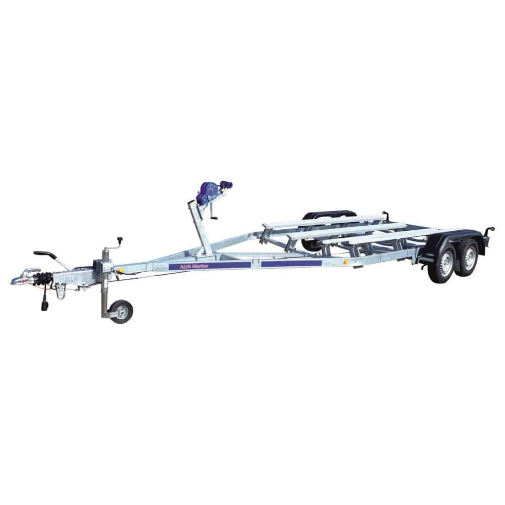 ALFA-T Marine 46325HP.200A* kéttengelyes, 6,34(7,34)x2,45m, 2000kg, fékezett, párnafás, csónakszállító, hajószállító, max. 6,3m hajóig