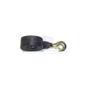 Csörlő heveder 50mm, kampóval , 450kg csörlőhöz ,6,95m