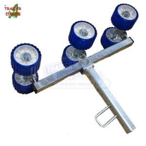 Görgős támasz szerelve/ 3 tengelyes, kék, tartóval és kötőelemekkel, kpl.