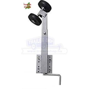 Támasz 1 tengelyes, tartóval és kötőelemekkel, tekerős, kék bordás kerekekkel, kpl.