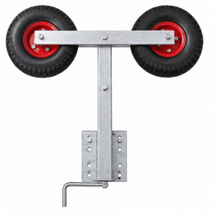 Támasz 2 tengelyes, két 260x85mm levegős kerékkel szerelve, tartóval és kötőelemekkel, tekerős, kpl., 1 pár