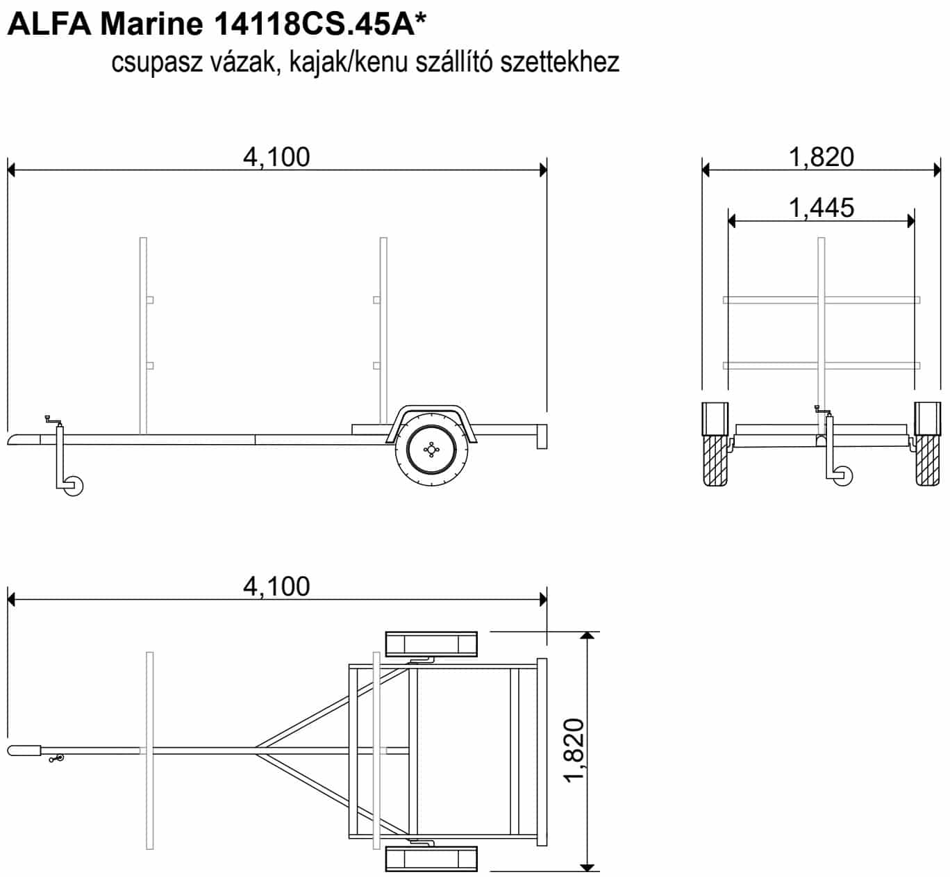 ALFA Marine 14118CS.45A* csupasz vázak kajak/kenu szállító szettekhez - Image 4