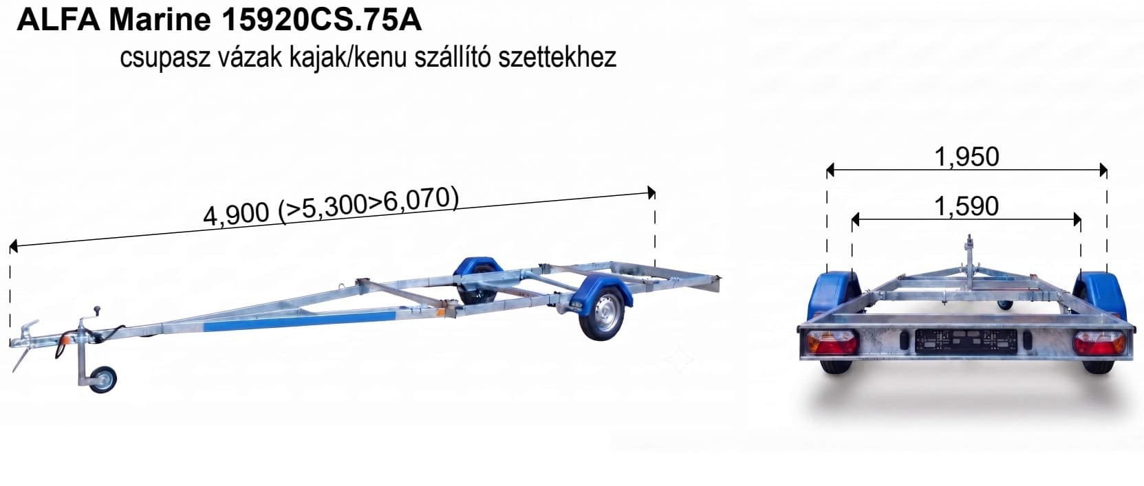 ALFA Marine 15920CS.75A csupasz vázak kajak/kenu szállító szettekhez - Image 2