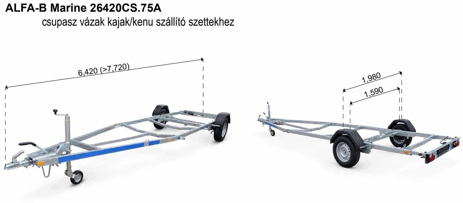 ALFA-B Marine 26420CS.75A csupasz vázak kajak/kenu szállító szettekhez